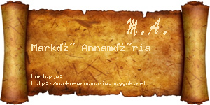 Markó Annamária névjegykártya